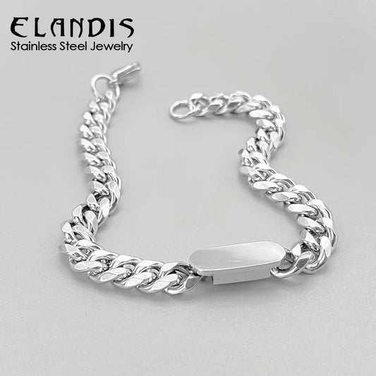 ELANDIS Kubanische Kettenarmbänder aus Edelstahl, Punk-Hip-Hop-Rock-Stil, Zubehör, vergoldetes Herrenarmband, 48-Stunden-Versand