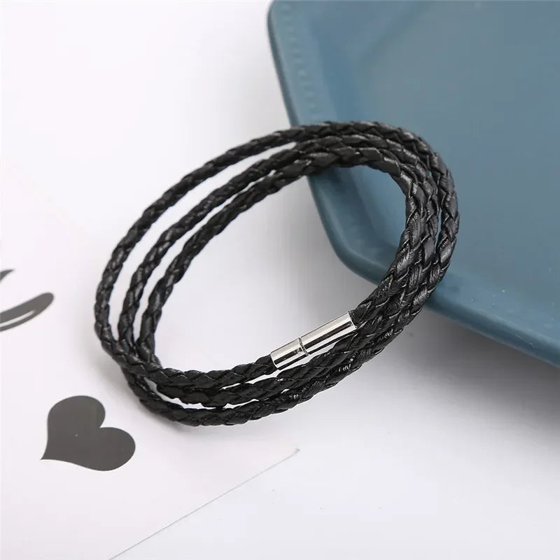 Mehr schicht ige Leder armbänder Frauen Männer Punk Armband Geflecht Armreifen hand gefertigte Seil wickel Armbänder Geburtstags feier Glücks geschenk