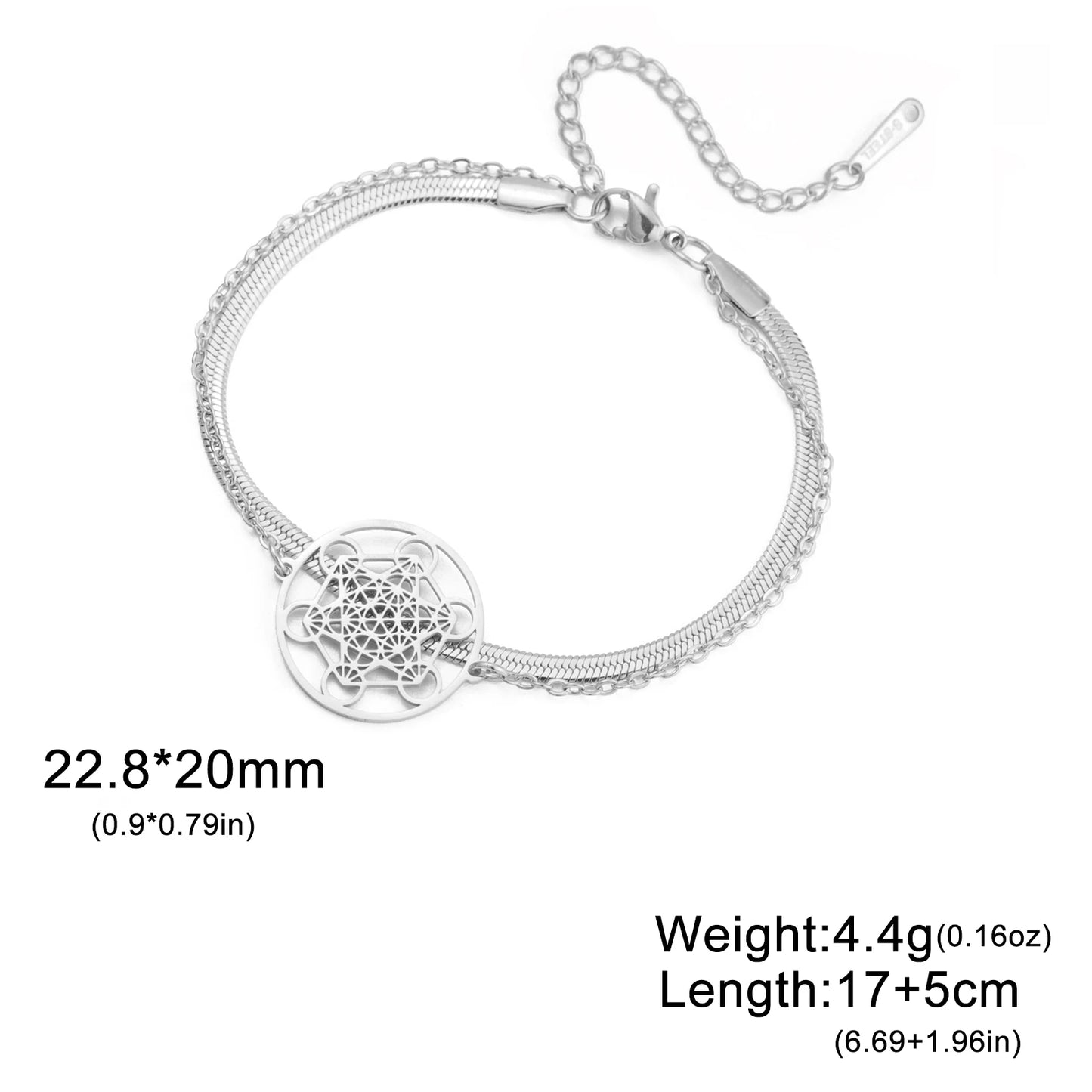 Skyrim Erzengel Siegel Metatron Anhänger Armband Edelstahl Männlich Weiblich Buddhistischer Hindu Talisman Heilige Geometrie Schmuck Geschenk