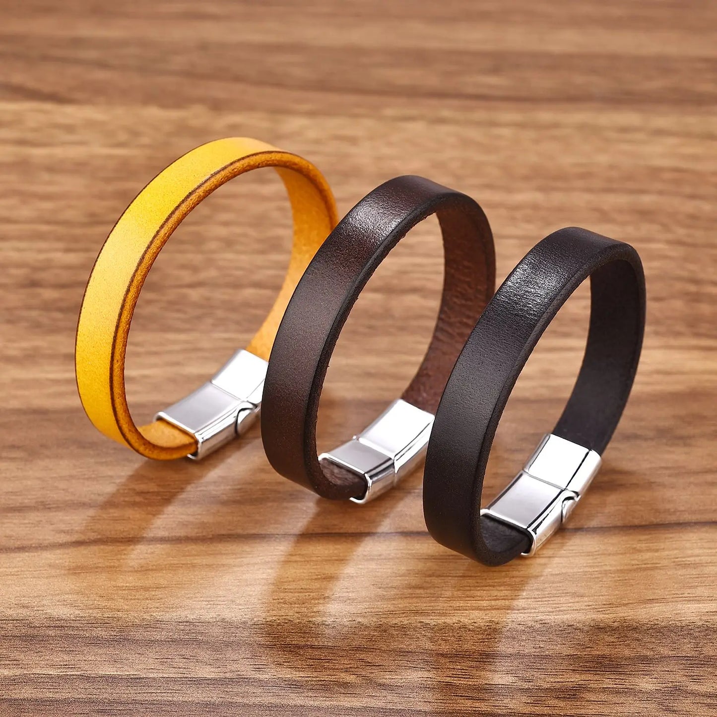 Klassische Magnetische Schnalle Leder Armband Für Männer Vintage Handgemachte Armband Männlichen Mode Schmuck Geschenke Großhandel