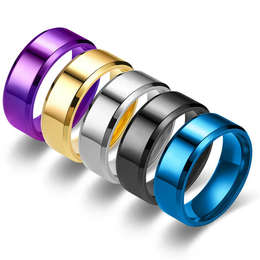 7 farben 8mm Männer Ringe Titan Edelstahl Ringe Für Männer Frauen Matt Gebürstet Hochzeit Verlobungsring Paar Schmuck geschenk