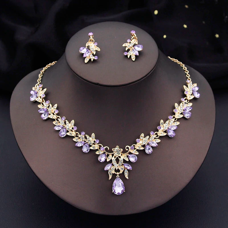 Elegante Mode-Halsketten-Sets für Frauen, baumelnde Ohrringe, Prinzessinnen-Kragen, zweiteiliges Set, Brautschmuck, Braut- und Hochzeitsaccessoires