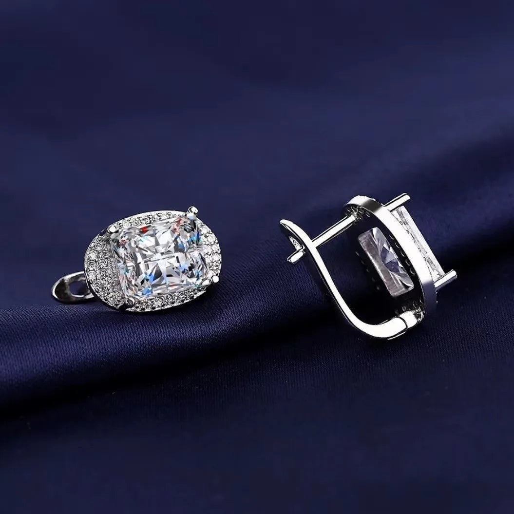 Creolen aus 925er-Sterlingsilber, Nadel, rosa Kristall, Herz-Creolen für Damen, modische geometrische Anhänger-Ohrringe, Luxus-Schmuck, Geschenke