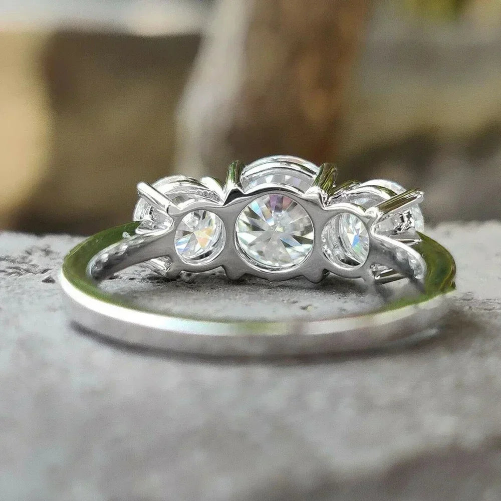 4-Karat-Moissanit-Ring mit Zertifikat, 925er-Sterlingsilber, Labordiamant im Brillantschliff, Verlobungsring, Ehering für Frauen