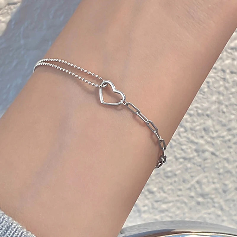 Panjbj sterling silber linie extrem feines armband für frauen lieben haert perle koreanisch ins süßes schmuck geschenk drops hipping
