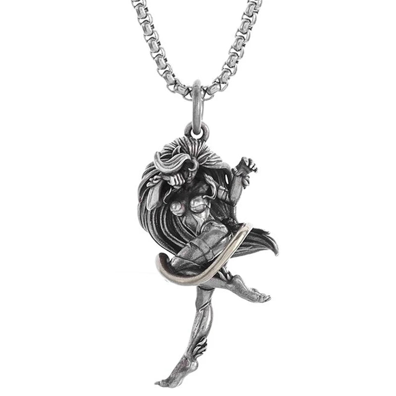 Versilberte Anime Mecha Schönes Mädchen Mädchen Anhänger Halskette Männer und Frauen Hip-Hop Rock Punk Trendy Schmuck Geschenk