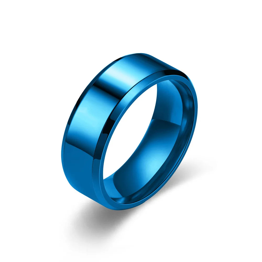 7 farben 8mm Männer Ringe Titan Edelstahl Ringe Für Männer Frauen Matt Gebürstet Hochzeit Verlobungsring Paar Schmuck geschenk
