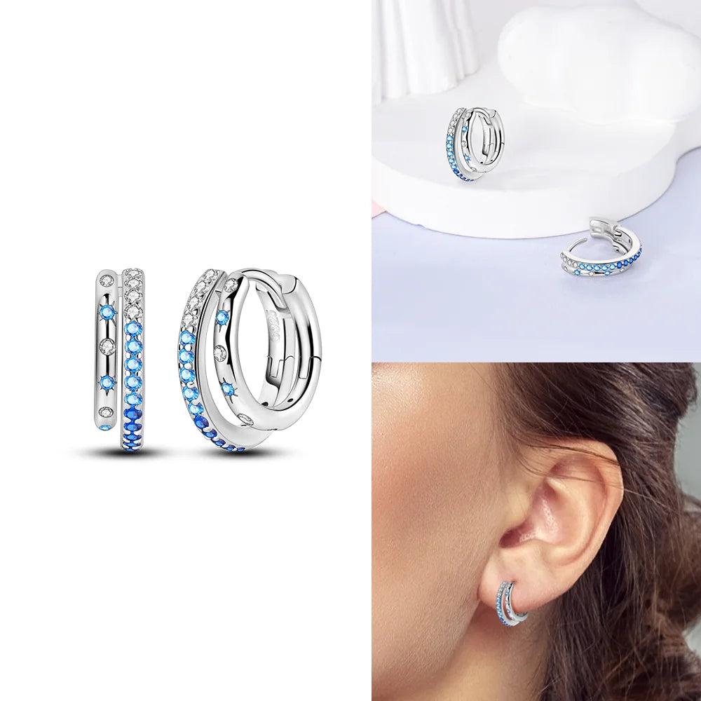 Schmetterlings-Ohrringe, Original 925er Silber, rosa Schleife, Herz, Zirkon, Stern, Blume, Ohrstecker, Damen, Schmuck, Geschenk, Liebe, Valentinstag-Set