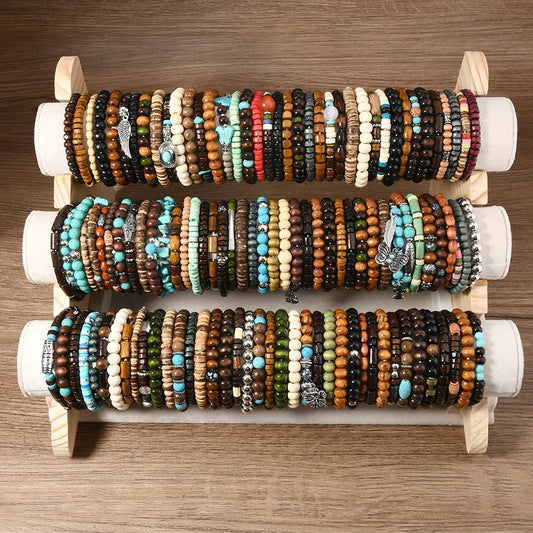 Armband mit elastischen Perlen im Vintage-Stil, 45-teiliges Set, zufällige Lieferung, Handschmuck, Anhänger, Naturstein, Schmetterlingsform