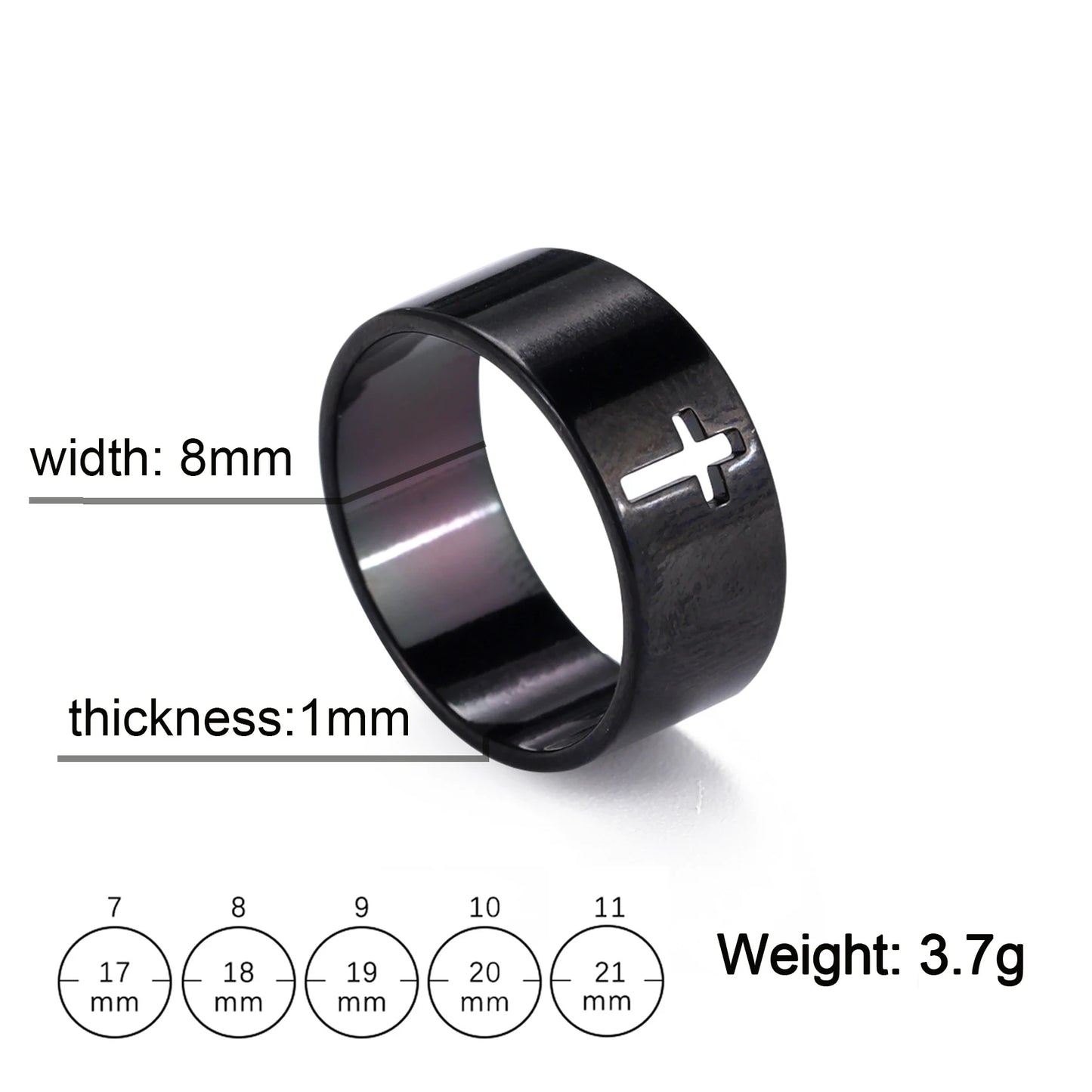 Bibelvers Hohlkreuz Frauen Fingerring Edelstahl Gold Stahl Schwarz Farbe Christian Jesus Männer Schmuck Geschenk Eheringe