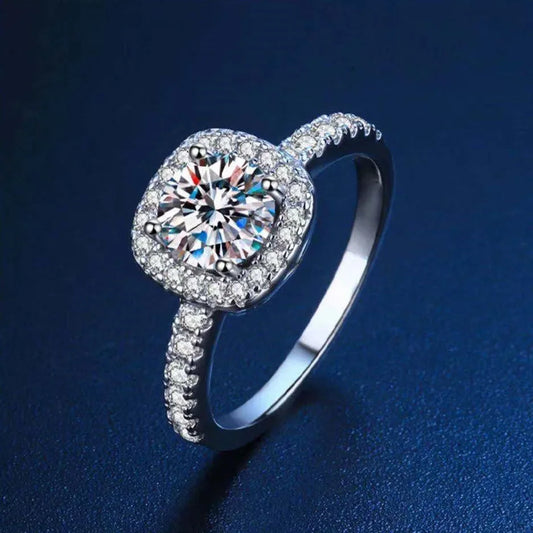 S925 Silber Moissanit One Karat Volldiamant Ring Prinzessin Quadratischer Ring Schmuck Zubehör CB2120228 Eleganter Ehering
