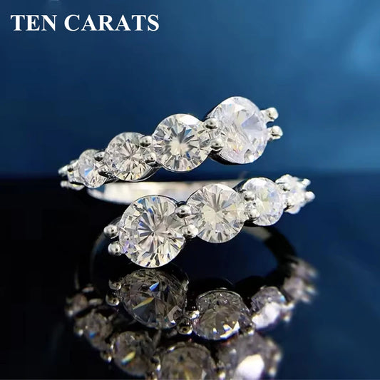 TEN CARATS Gra-zertifizierter Moissanit-Ring für Damen, 925er Sterlingsilber vergoldet mit Verlobungsschmuck in Weißgold als Geschenk