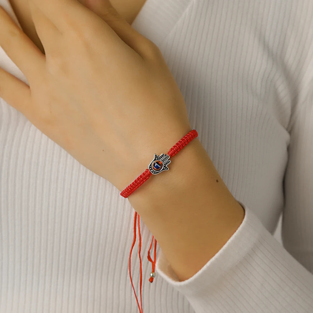 Neue Gebet Hand von Fatima Bösen blick Flechten Armband Rot Schwarz Blau Farbe Nylon Faden Glück Paar Armband Schmuck Männer Frauen