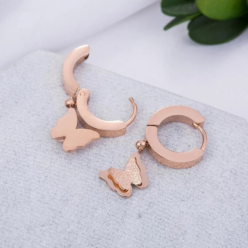 Edelstahl Schmetterling Creolen Für Frauen Schmuck Geschenk Weibliche Lange Quaste Matt Matte Tropfen Ohrringe Koreanische Gesendet Kostenlos