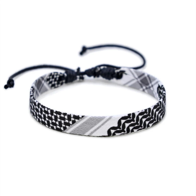 Geometrisches gepunktetes Palästina-Armband für Männer und Frauen, mehrfarbiges Handgeflecht, arabischer Stil, Gaza-Flagge, Schmuckzubehör
