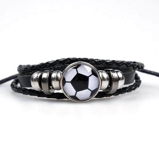 Mode Fußball Sport Armband Für Männer Fußball Basketball Tennis Charme Geflochtenes Leder Armband Frauen Verstellbare Kette Schmuck