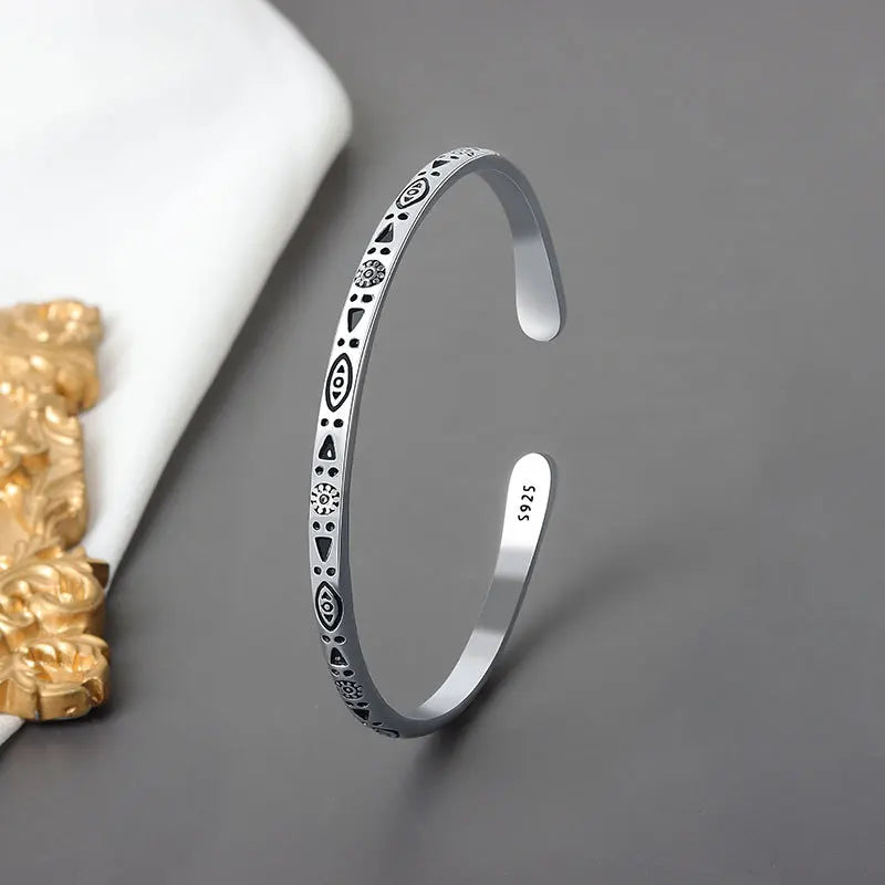 Silberfarbenes Feder-Manschettenarmband für Männer und Frauen, Vintage-verstellbares Armband, Armreif, Modeschmuck