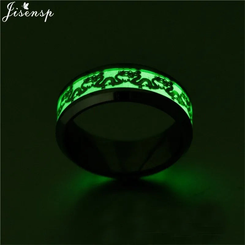 2025, Edelstahl, leuchtend im Dunkeln, Herz-Fingerringe für Männer und Frauen, Punk-Musik, Drache, leuchtender Ring, Paarschmuck, Anel