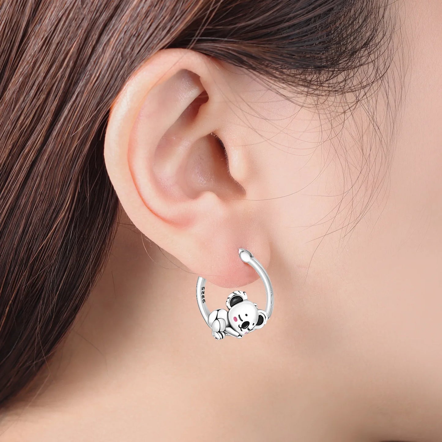 CYCUFF 2025 Neue 925 Sterling Silber Nette Koala Creolen frauen Ohrringe Dekoration Geburtstag Party DIY Trendy Schmuck Geschenke