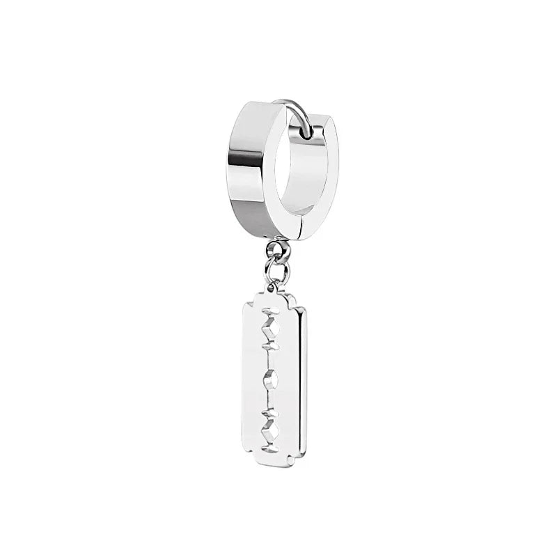 Geometrie Unisex Titan Edelstahl Drop Creolen chinesische Charakter Quaste Kette Mann Stern Kreuz Drachen feder