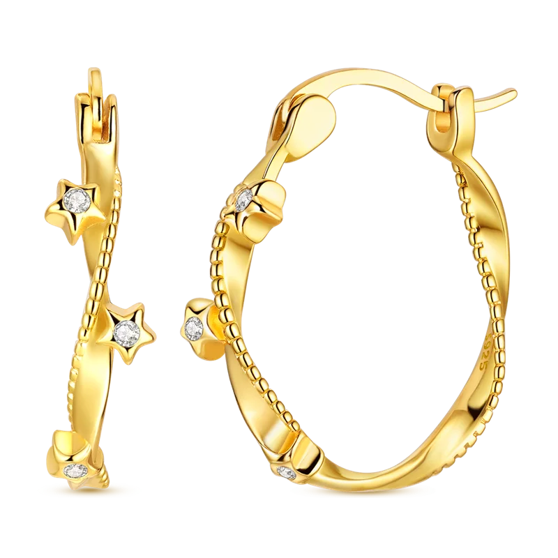 Ohrringe aus 925er-Sterlingsilber, Goldserie, U-förmige Creolen, passend für Original-925-Charms für Frauen und Mädchen, Party, edler Schmuck