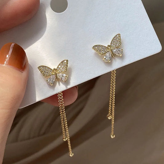 Exquisite Schmetterling Lange Quaste Ohrringe Zwei Möglichkeiten, Strass Tropfen Ohrringe Für Frauen Party Hochzeit Schmuck Mädchen Geschenke