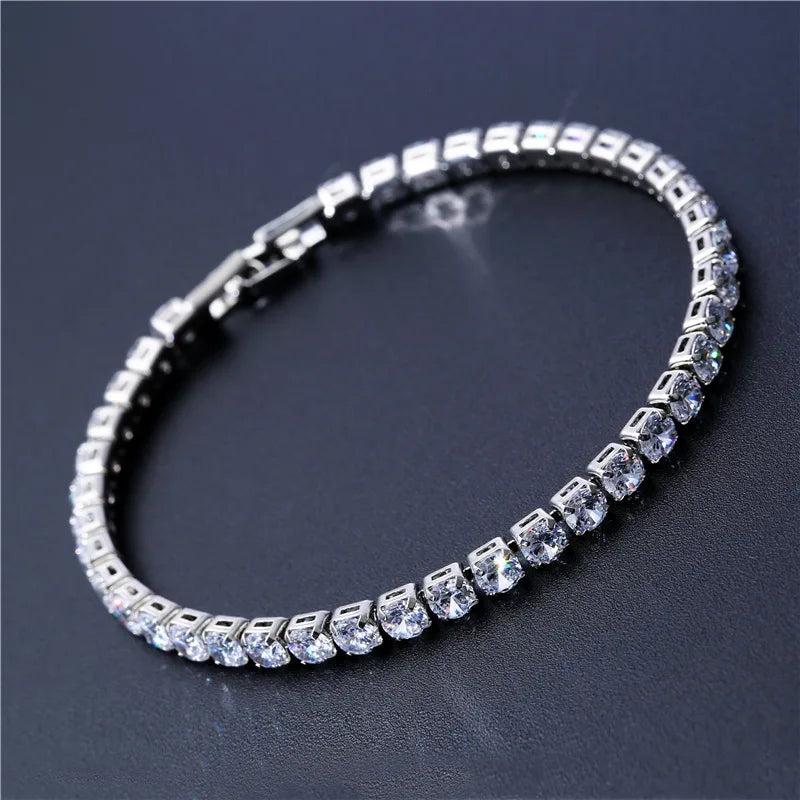 Luxus Hiphop Iced Out 4mm Zirkonia Kristall Tennis Armbänder Für Frauen Männer Gold Farbe Silber Farbe Armband Kette schmuck