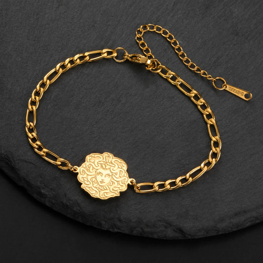 Hipee Medusa Armband für Herren, Damen, Kinder, Edelstahl-Anhänger, Armband, Schmuck
