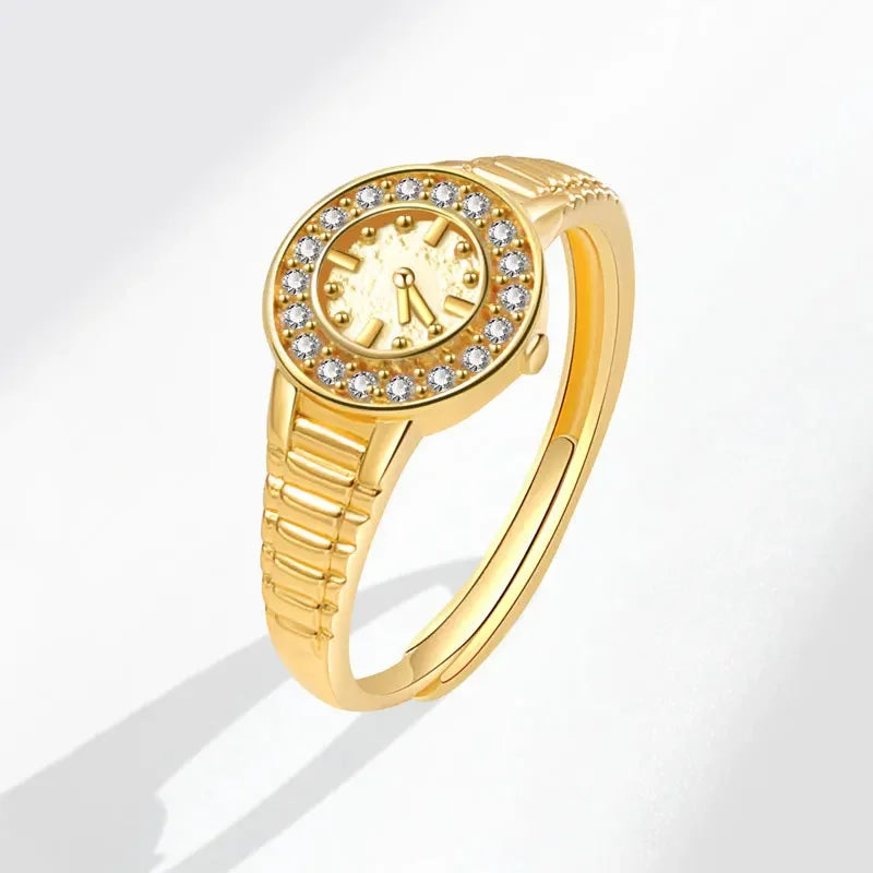 Verlobungsringe für Damen, Edelstahl, Uhrenform, offener Ring, verstellbare Anillos, Ehering, Schmuck, Accessoires, Geschenke
