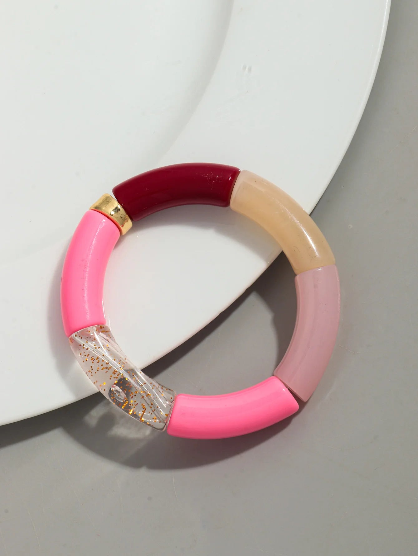 Bohomia Acryl-Design-Stil, klobiges Bambus-Stapelarmband für Damen, Boho, elastisch, bunt, Röhrenperlen, Armbänder 2024, Schmuck