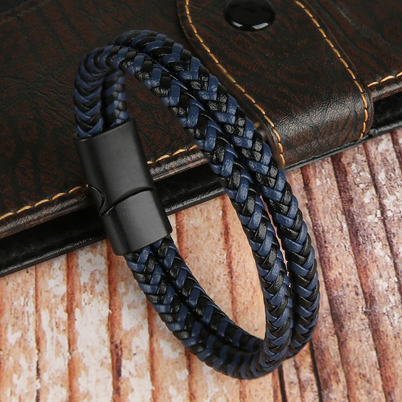 2025 NEUE Echtes Leder Armbänder & Armreifen für Männer Frauen Doppel Schicht Leder Seil Armband Handgemachten Schmuck Homme Pulseras
