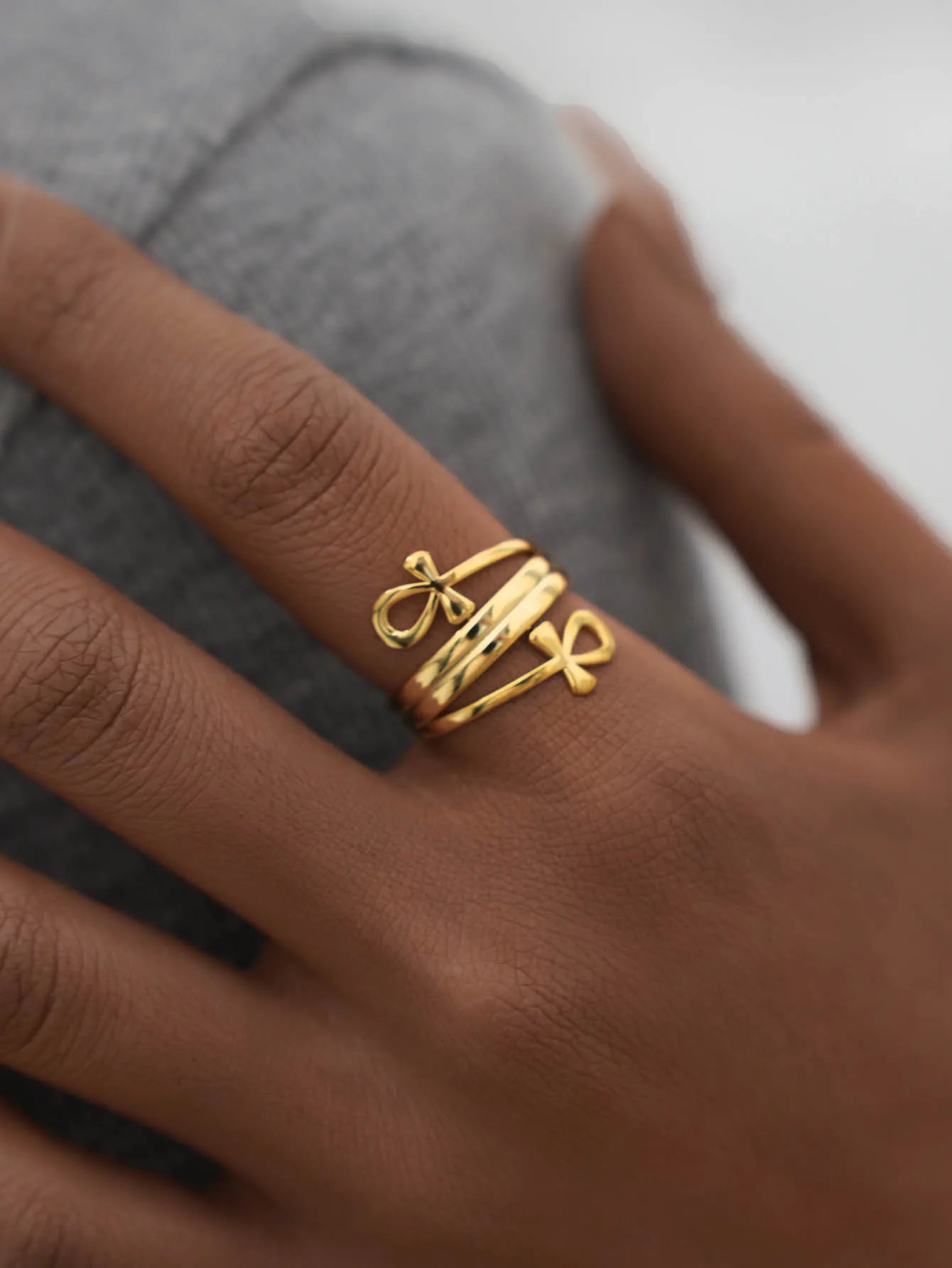 Doppelt gewickelte Königin Nofretete Ringe für Frauen ägyptischer Schmuck Geschenk Vintage Edelstahl Ring Hochzeitspaar Afrika Ring