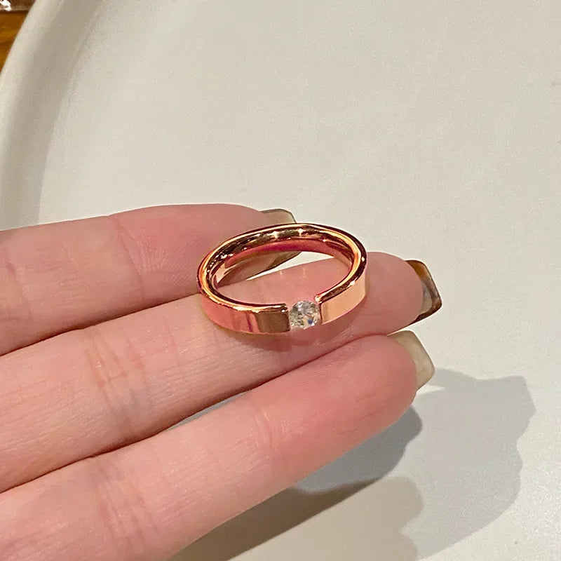 Titanstahlringe für Frauen, minimalistischer silberfarbener Zirkonring für Männer, Mode, Verlobung, Hochzeit, Schmuck, Geschenke, Anillos Alem