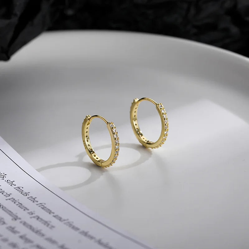 100 % echtes 925er Sterlingsilber, minimalistische böhmische runde Ohrschnalle für Frauen, Punk, Unisex, Rock-Creolen, Schmuckzubehör