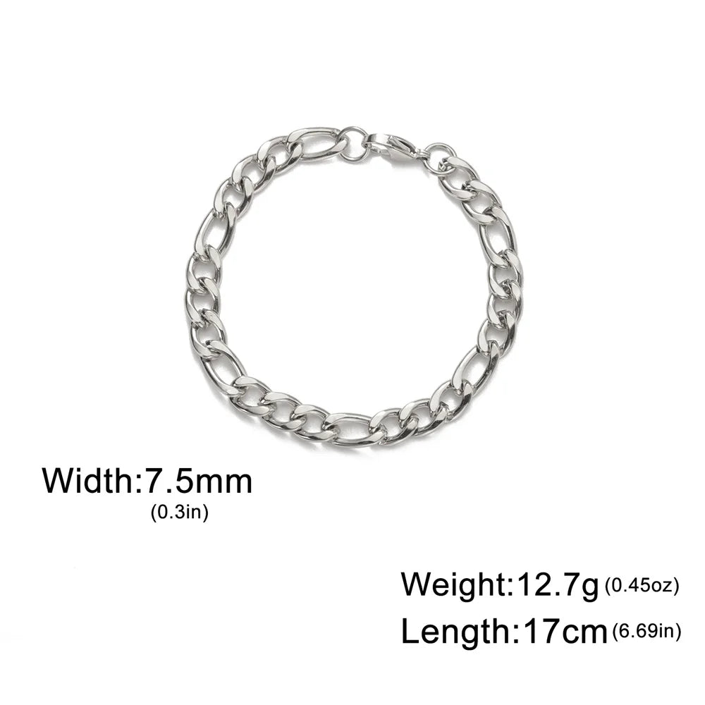 My Shape Mode kubanische Kette Männer Armband Edelstahl 3//9mm Breite Kette Armbänder Figaro Kette Junge Handgelenk Schmuck Paar
