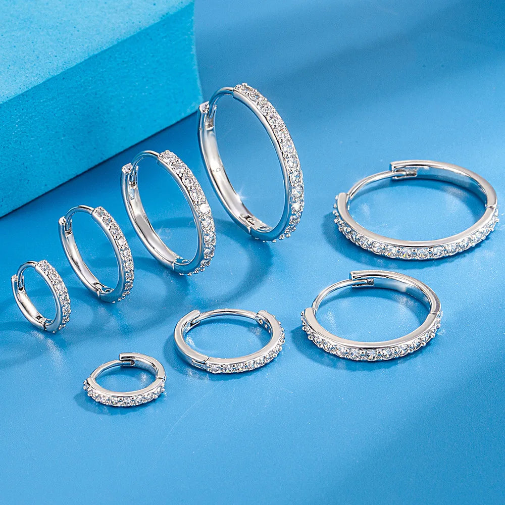 925 Sterling Silber 8/12/16/20 MM Zirkon Creolen Für Frauen Hochzeit Verlobung Luxus Schmuck Zubehör geld 925