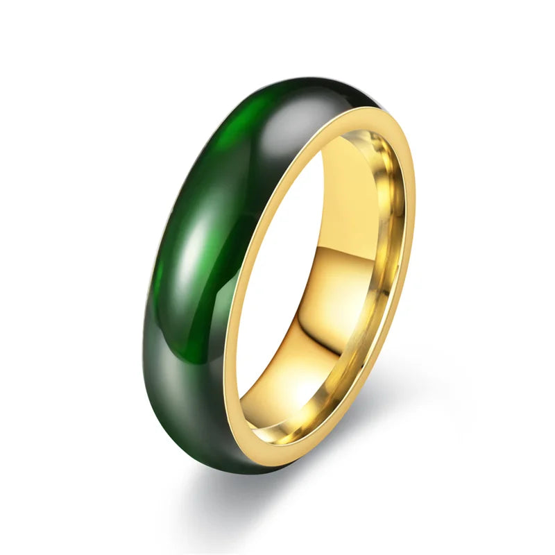 Vintage künstliche grüne Jade Edelstahl Ring für Paare Schmuck kreative glatte Muster Fingerringe Party Schmuck Geschenke