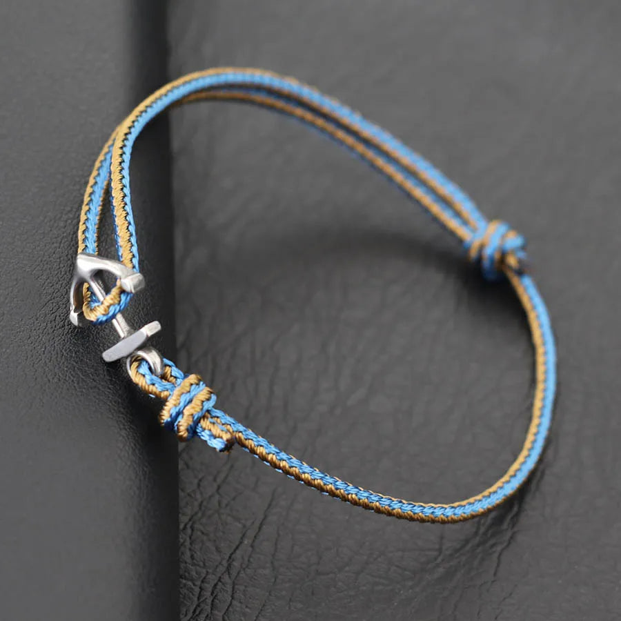 Neue Männer Anker Armband Ethnischen Stil Feines Seil Edelstahl Armband Handgemachte Einstellbare Pulsera Viking Strand Surfen Schmuck