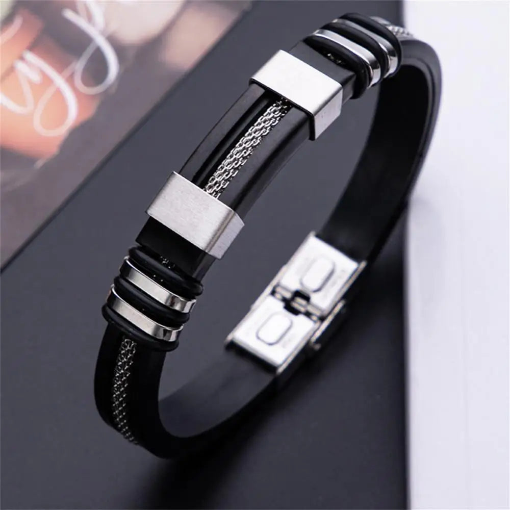 Edelstahl Armband Männer schwarz Armband Armreifen Schmuck Zubehör Geschenk Armbänder Frauen lässig Punk Armband Armreif
