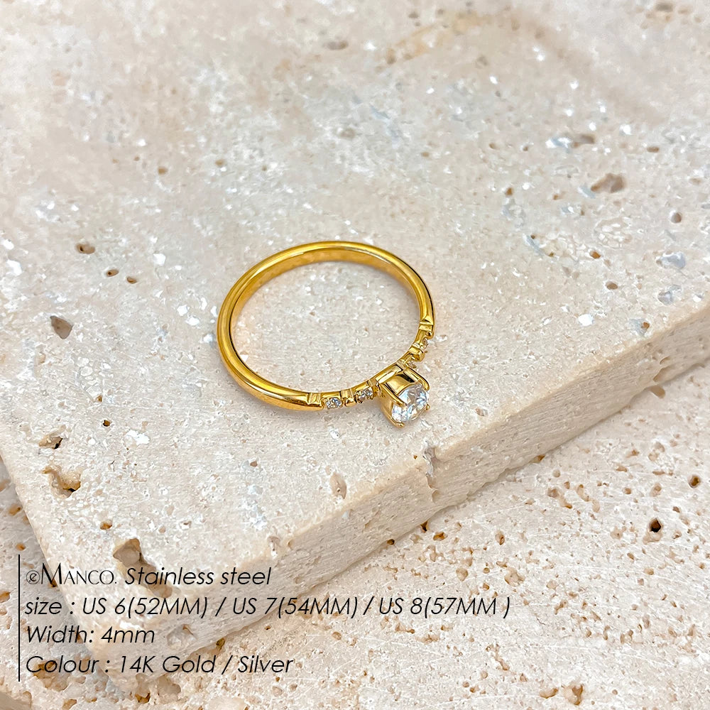 eManco Ehering Ewigkeit Ringe Frauen Brillante Runde Zirkonia Luxus Verlobungsring Dünne Elegante Weibliche Schmuck