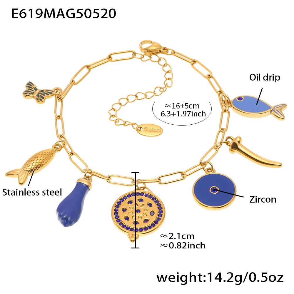 Ethnische Quaste Wasserdichte Armband Für Frauen Weibliche Armreifen Vergoldet Edelstahl Böhmen Luxus Schmuck