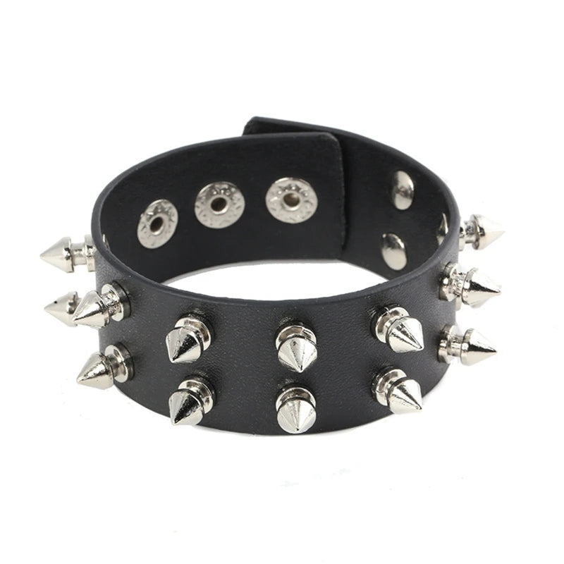 Punk Gothic Armband Spikes Armband Nieten Leder Manschette Armreif Metall Nieten Armband Schmuck Einstellbar Geschenk Unisex
