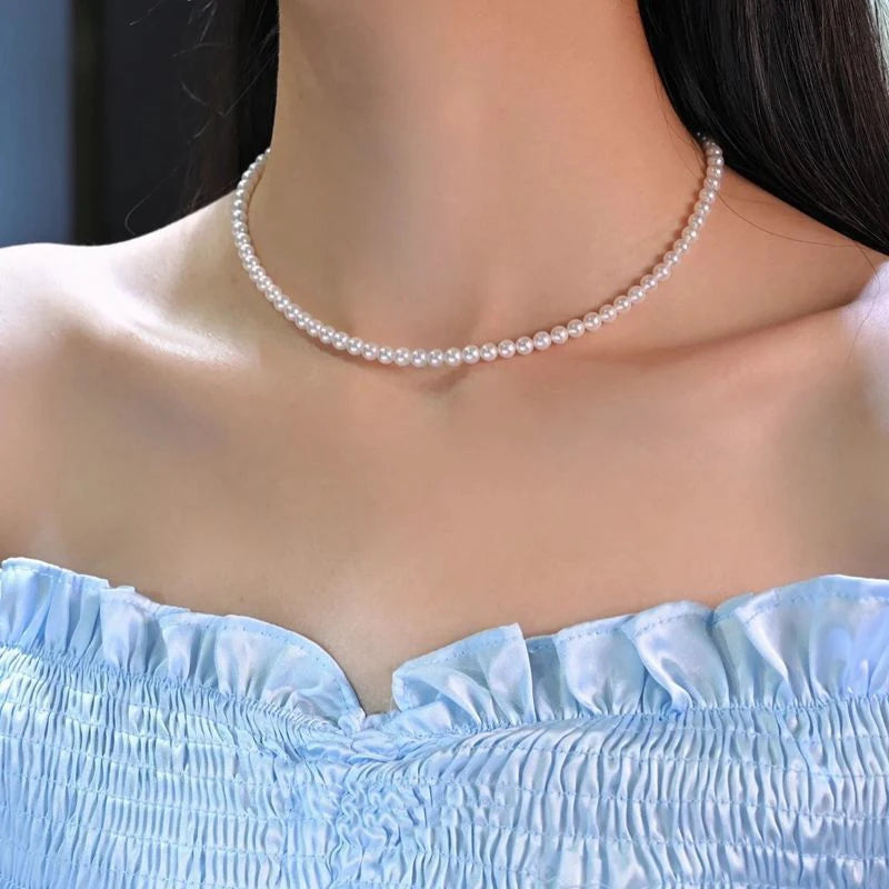 Klassische elegante weiße Perle Halskette für Frauen Männer Hochzeit Bankett Halsketten Vintage Perlen handgemachte Schmuck Party Geschenk