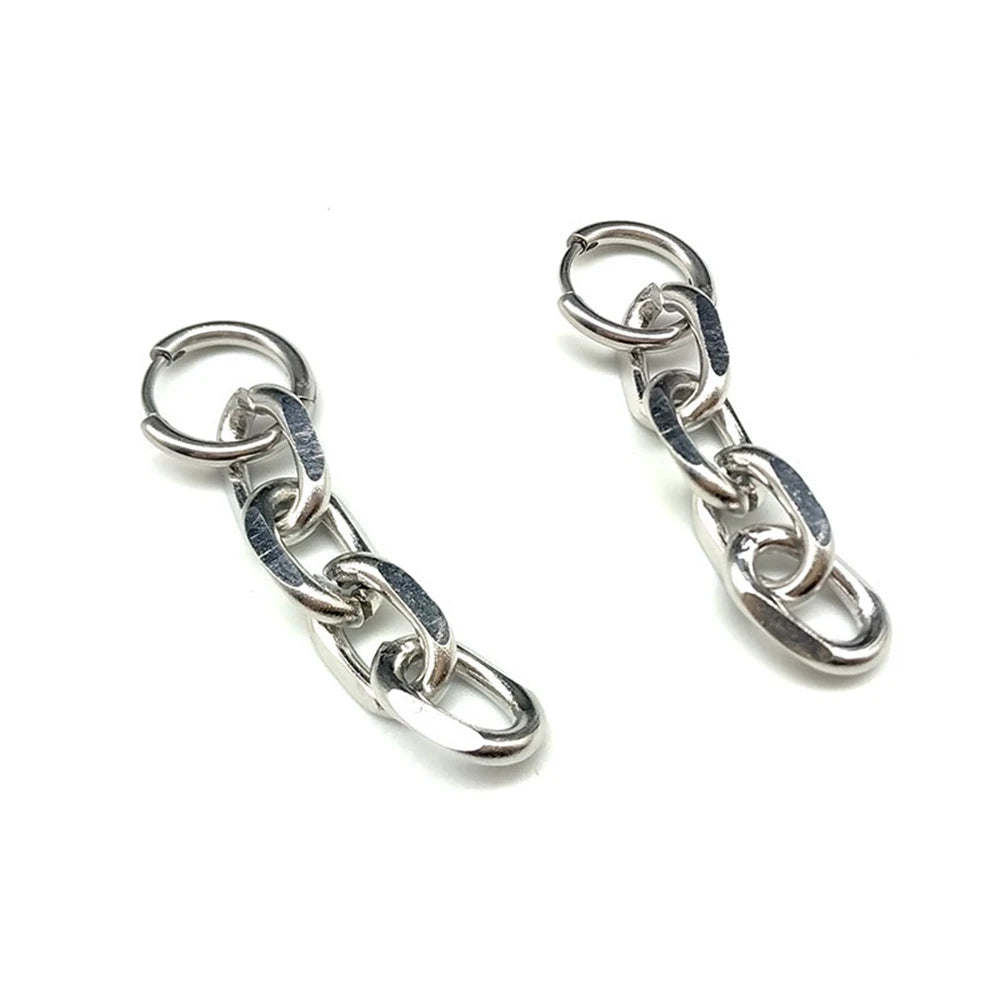 Y2k gotische klobige Kette Quaste baumeln Ohrringe für Frauen Männer Unisex Punk Grunge Mode Edelstahl Link Creolen