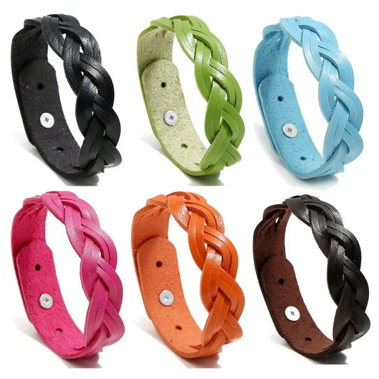 Mode solide geflochtene Twist Leder Armband einfache vielseitige Student Armreifen Punk Snap Armband Schmuck verstellbare Armband