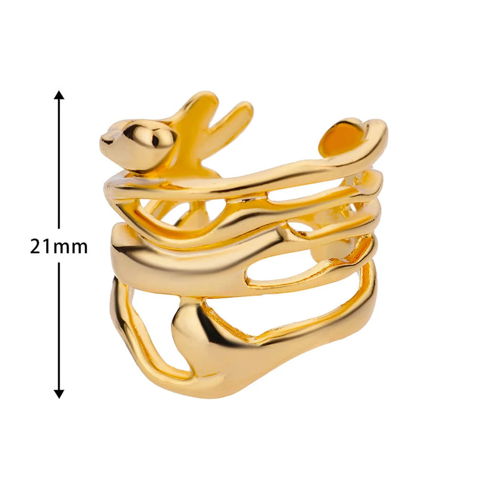 Edelstahl Ringe Für Frauen Männer Gold Farbe Hohl Weit Offenen Ring Weiblich Männlich Mode Hochzeit Party Finger Schmuck Geschenk 2024