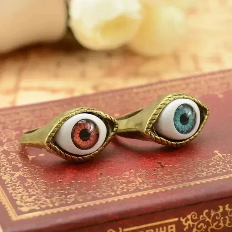 Gothic übertriebene Legierung Geometrie Punk Retro Persönlichkeit Schmuck braun Mode schicke Ringe blauen Stil Mode heißes Geschenk