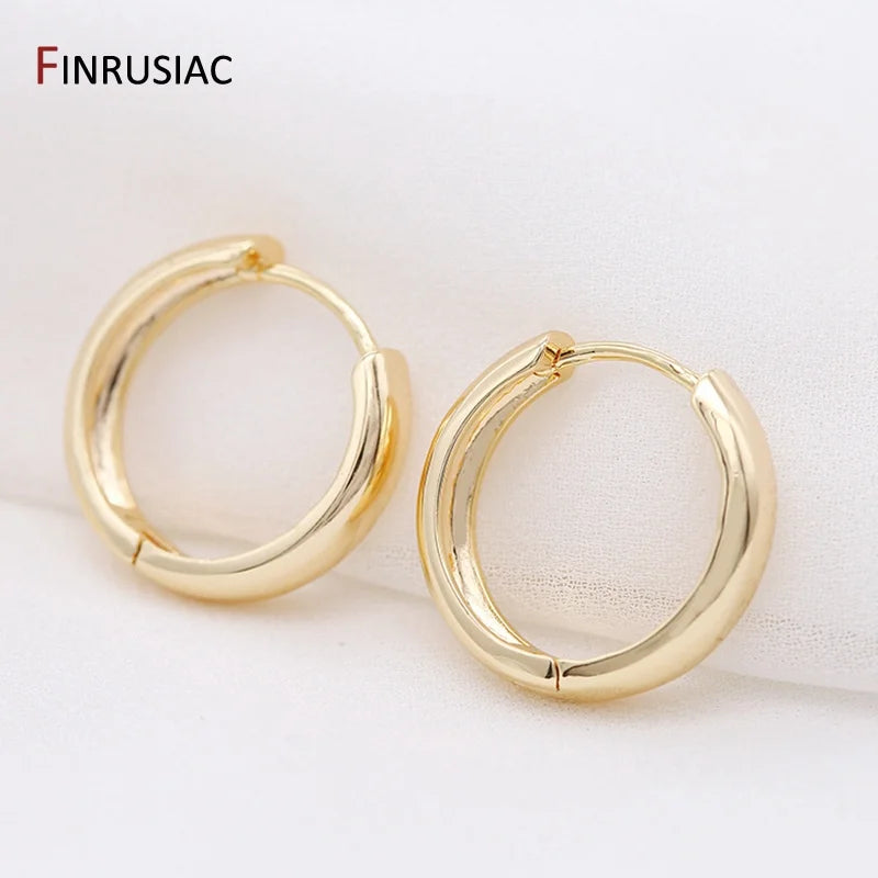 Neue trendige echte vergoldete runde Creolen für Frauen Mädchen Damen große Creolen Gold Kreis Ring Ohrringe Party Geschenk