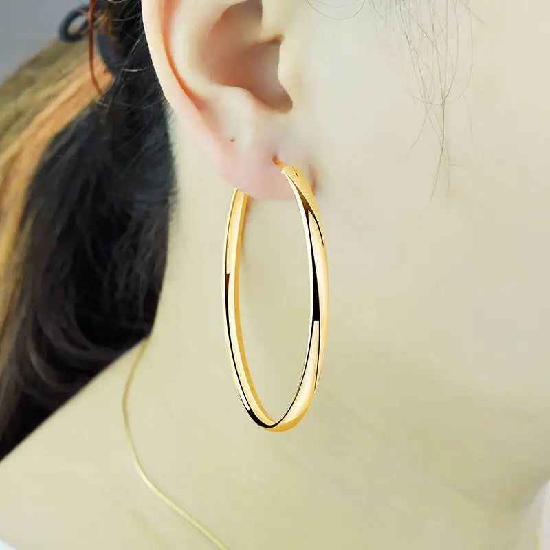 Somila Fashion S925 Ohrringe, 3–7 cm Durchmesser, große Creolen für Damen, platinierte Ohrringe, C Servies Prat