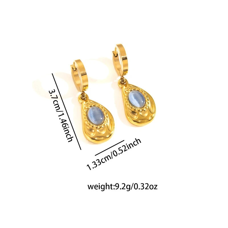 Uorich Vintage Mode Edelstahl vergoldet 18k eingelegte farbige Opal Halskette Ohrringe für Frauen Schmuck Set Party Geschenk
